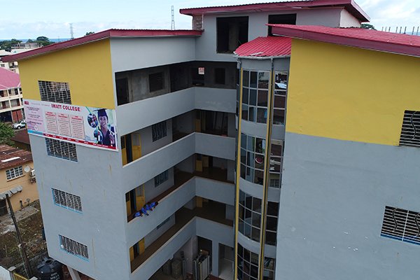 Front drone shot of IMATT College main campus